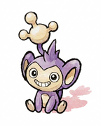 Watercolour Aipom grinning with its tail raised — Dammit.png fan art print
