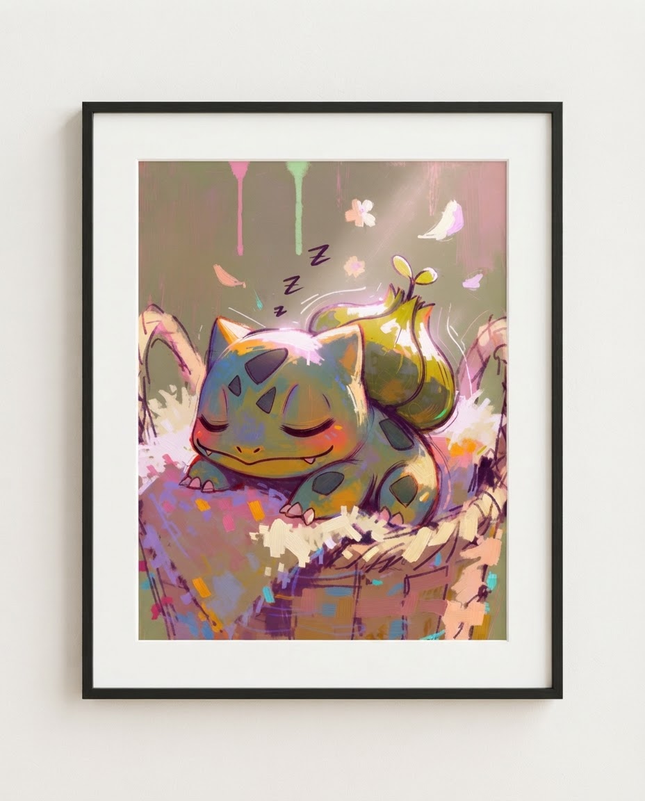 Bulbasaur Basket Case framed art print
