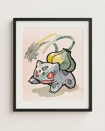 Bulbasaur — Vine Whip framed watercolour art print by Dammit.png