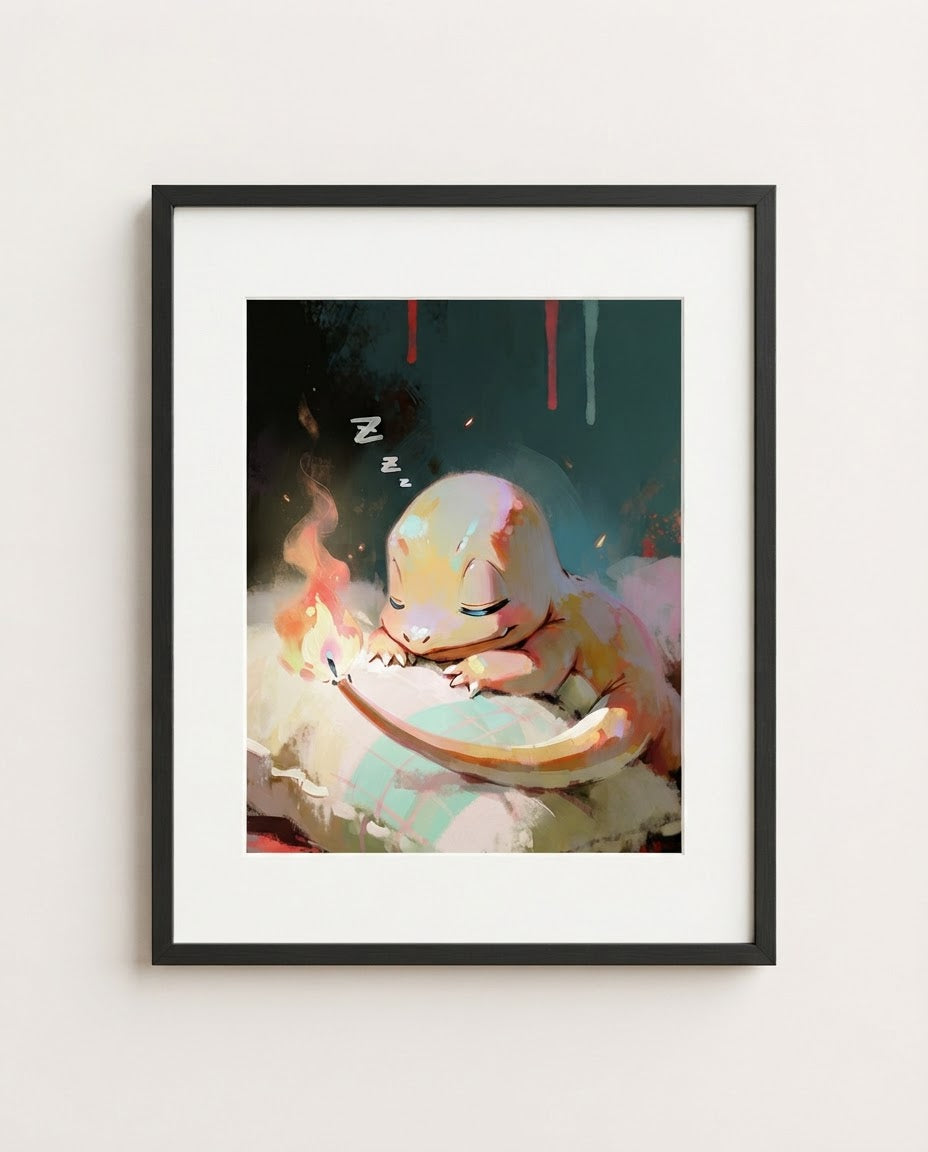 Charmander Night Light framed art print