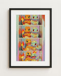 Charmander and Squirtle Photo Booth limited edition Pokémon art print by Dammit.png shown framed