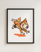 Chimchar — Acrobatics framed watercolour art print by Dammit.png