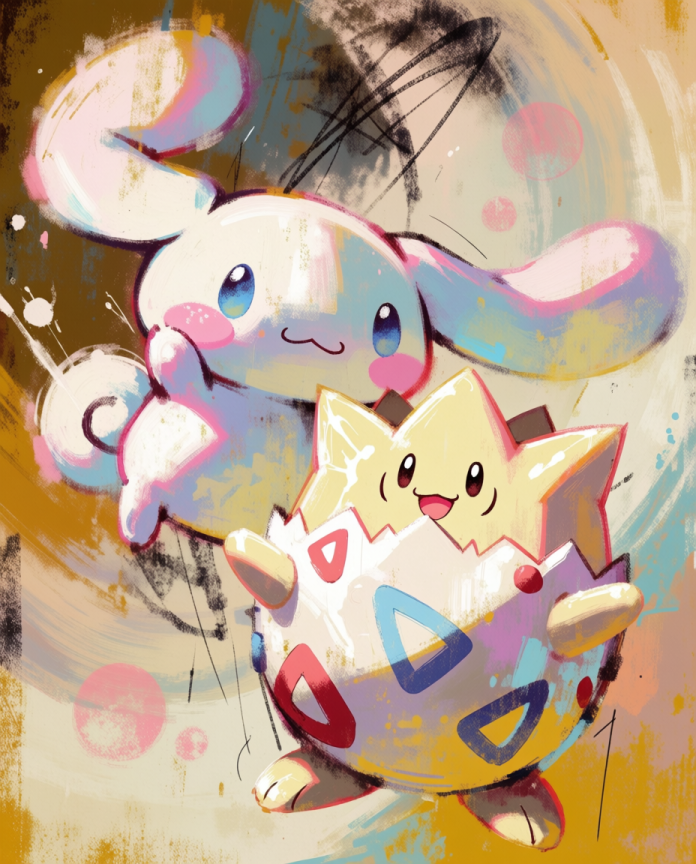 Original crossover artwork of Cinnamoroll and Togepi floating on a cloud by Dammit.png