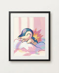 Cyndaquil Cloud Nap framed art print mockup