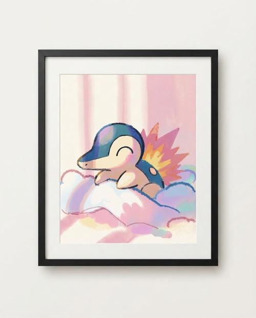 Cyndaquil Cloud Nap framed art print mockup