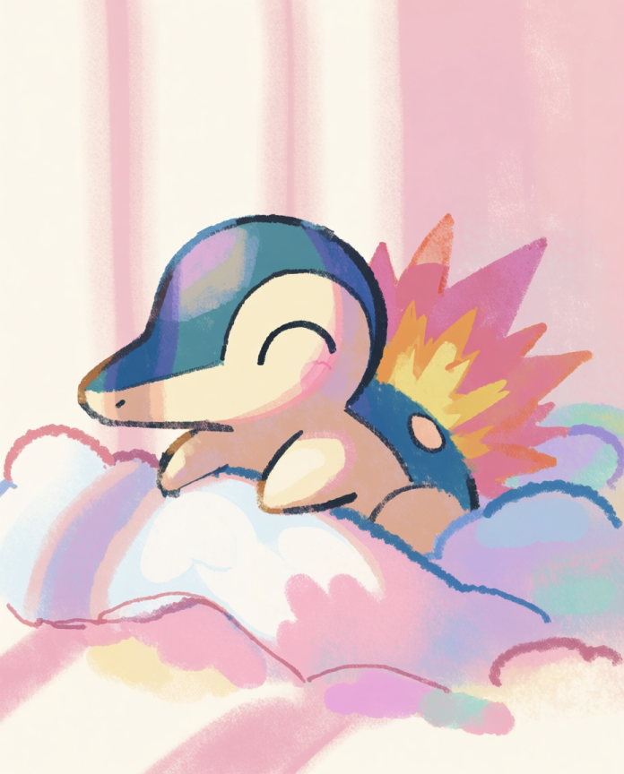 Cyndaquil Cloud Nap original artwork print