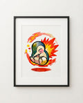 Cyndaquil — Flame Wheel framed watercolour art print by Dammit.png
