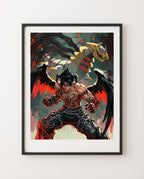 Devil Jin & Giratina art print framed on a wall — Tekken Pokémon crossover by Dammit.png