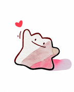 Ditto — Copycat Crush illustration, watercolour Ditto waving with a little red heart