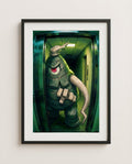 Dusclops — Going Down Halloween art print framed in a black frame with white mat