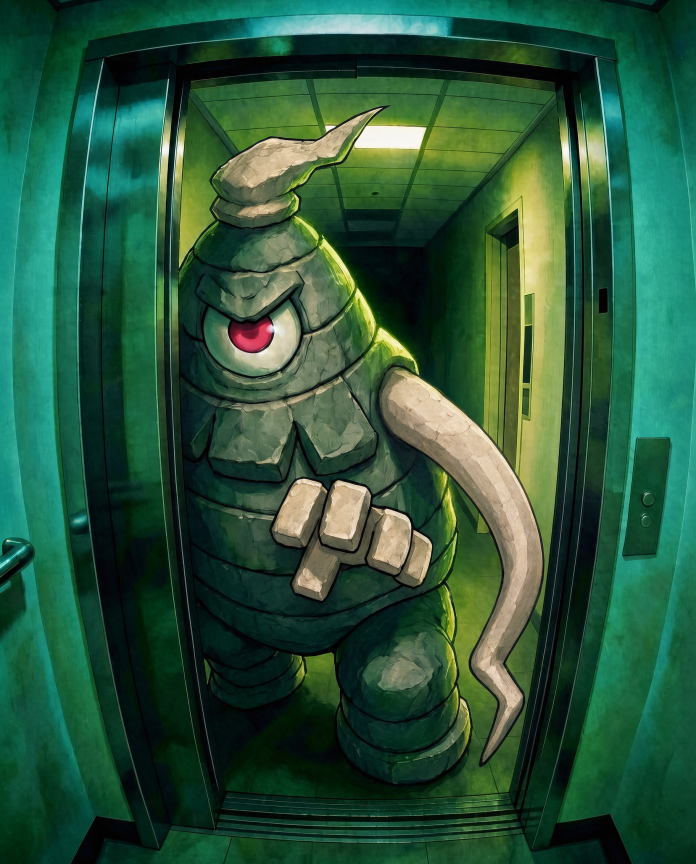 Dusclops — Going Down illustration, Dusclops stepping out of a green-lit elevator