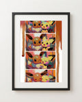 Eevee and Pichu Photo Booth limited edition Pokémon art print by Dammit.png shown framed