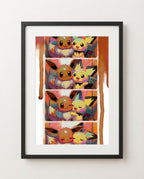 Eevee and Pichu Photo Booth limited edition Pokémon art print by Dammit.png shown framed