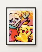 Fester & Pikachu — Bright Idea framed Addams Family × Pokémon crossover art print by Dammit.png