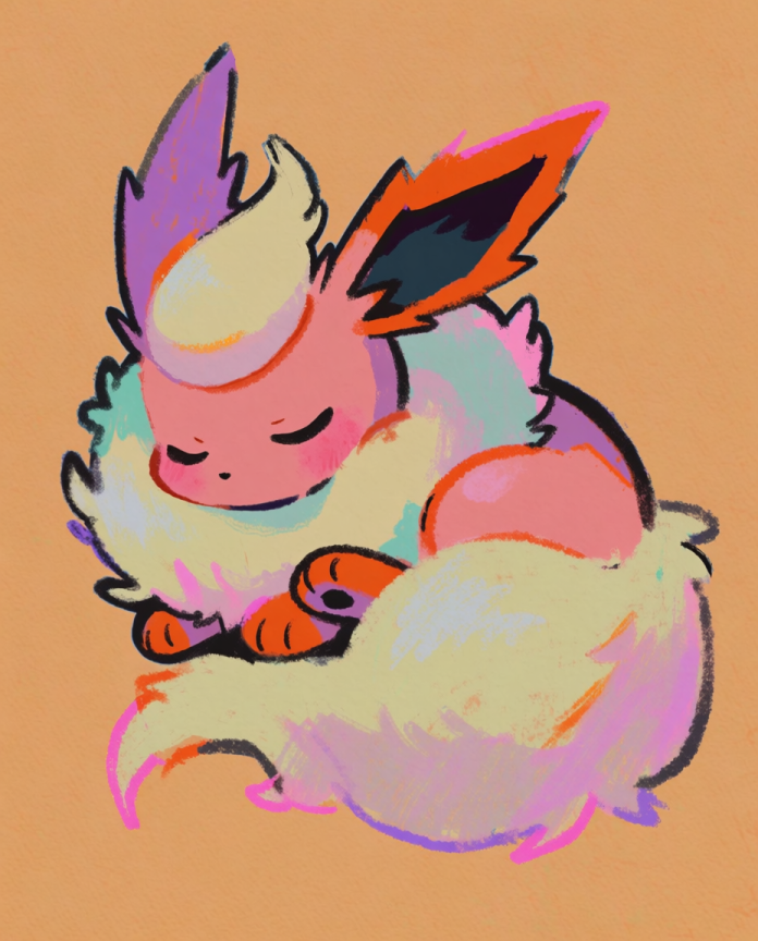 Flareon Ember Nap original artwork print