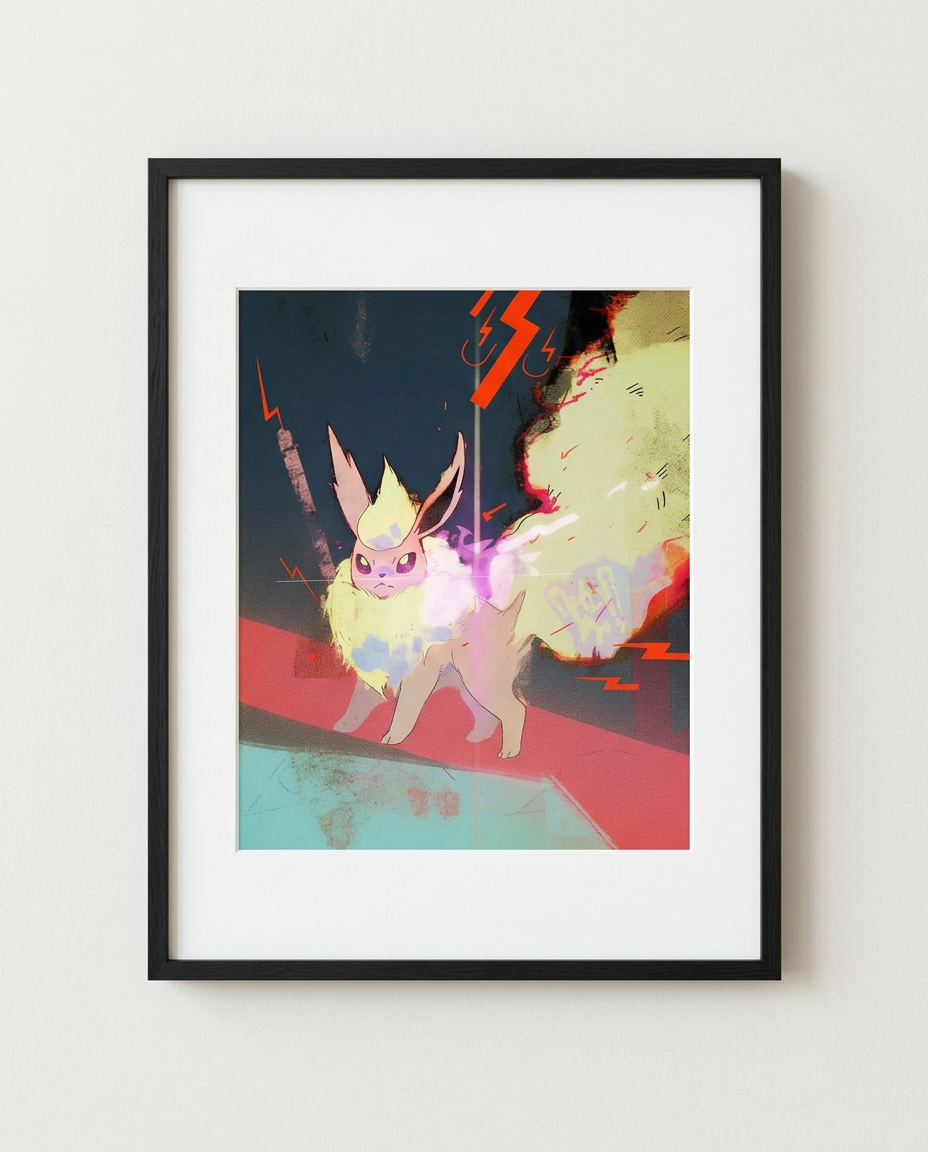 Flareon — Overcharged framed pop-art print by Dammit.png