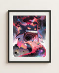 Gengar — Event Horizon — framed display mockup; print sold unframed