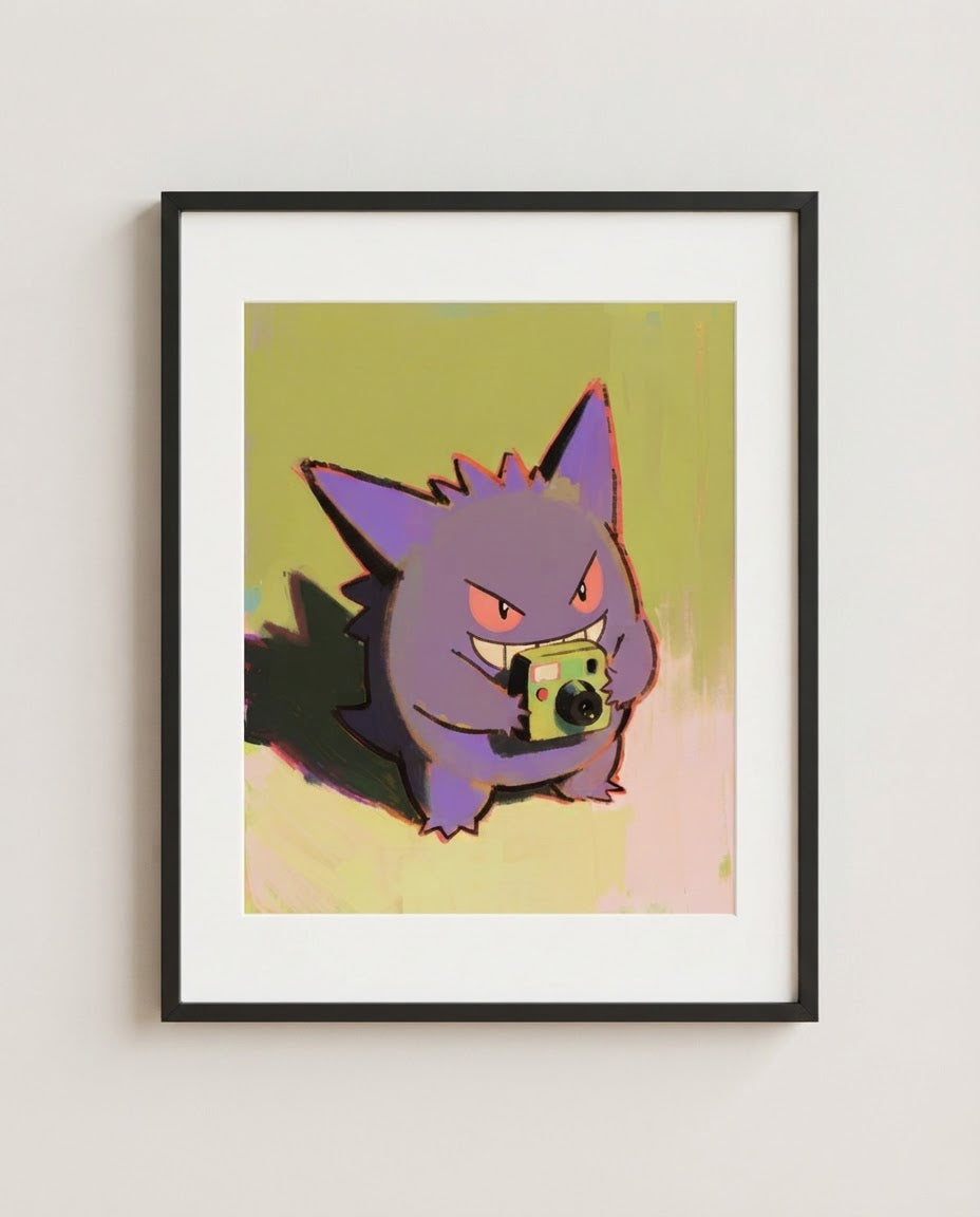 Gengar Say Cheese framed art print