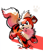 Growlithe — Walkies illustration, watercolour Growlithe trotting happily with its tongue out