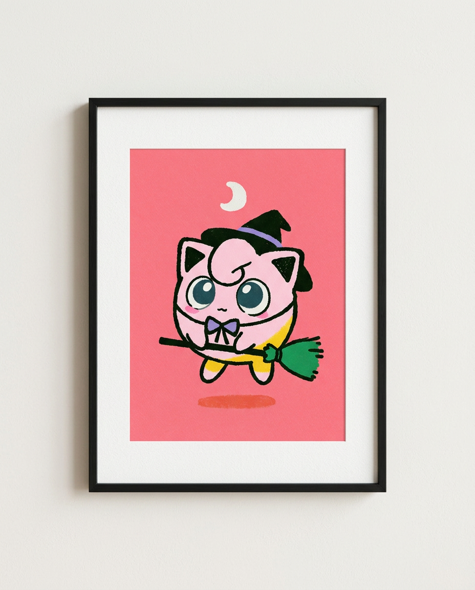 Jigglypuff — Night Flight framed Halloween art print by Dammit.png