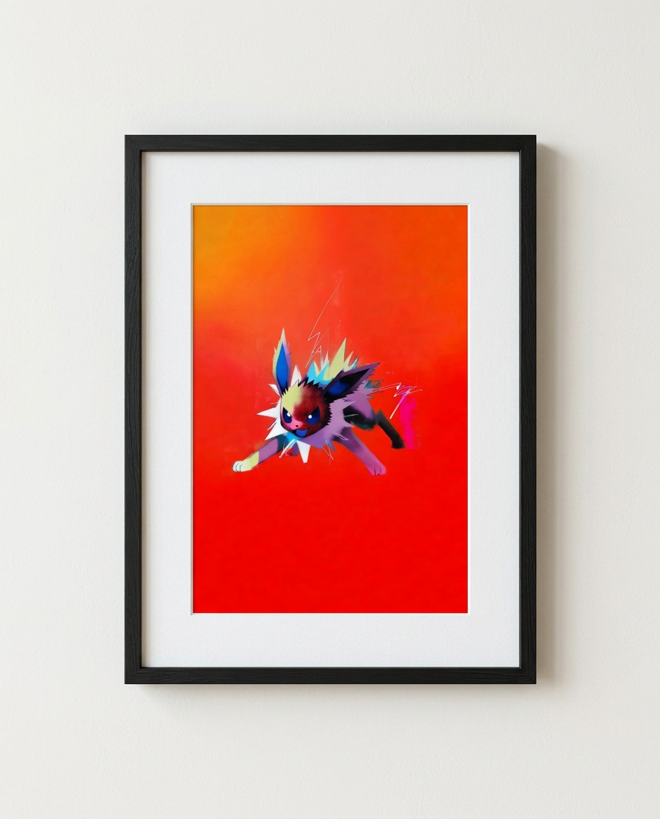 Jolteon — Blackout framed pop-art print by Dammit.png