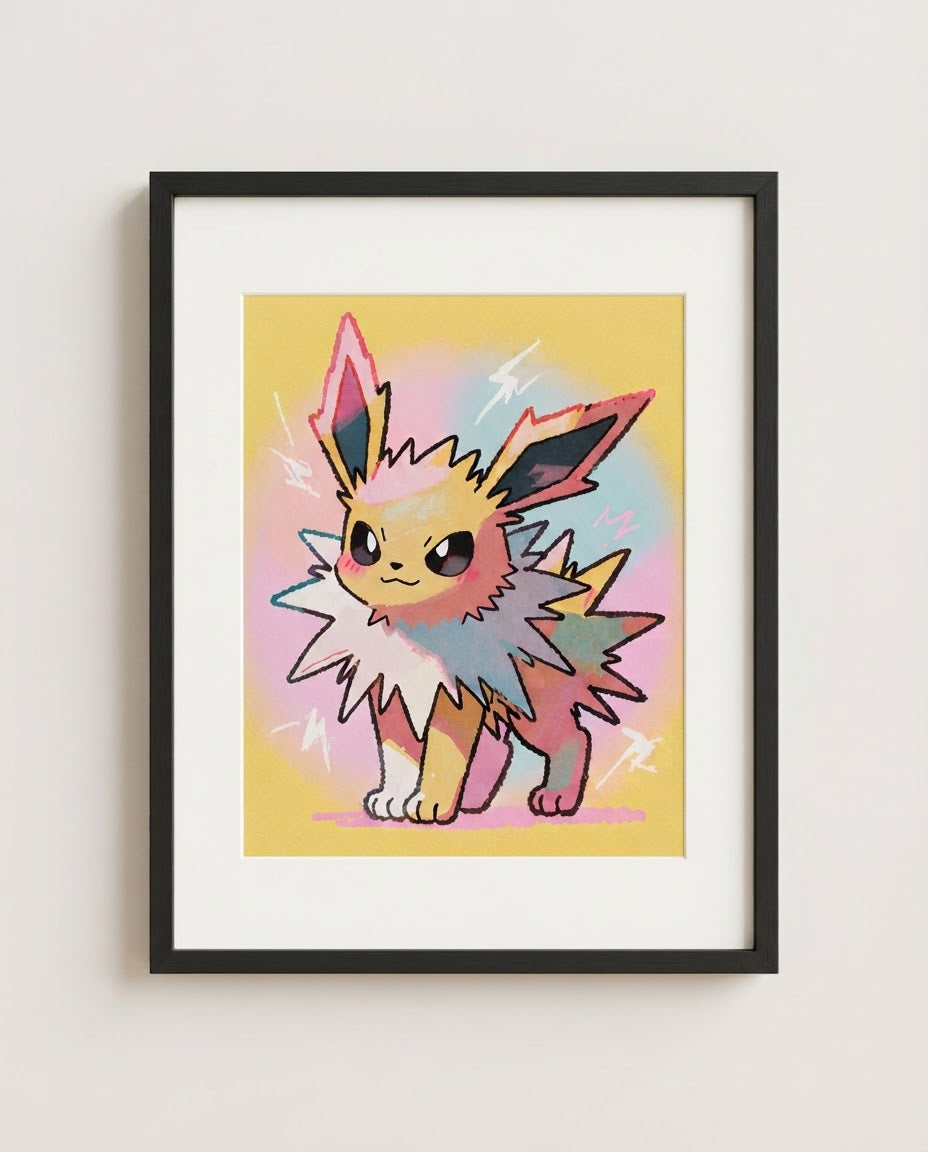Jolteon Static framed art print mockup