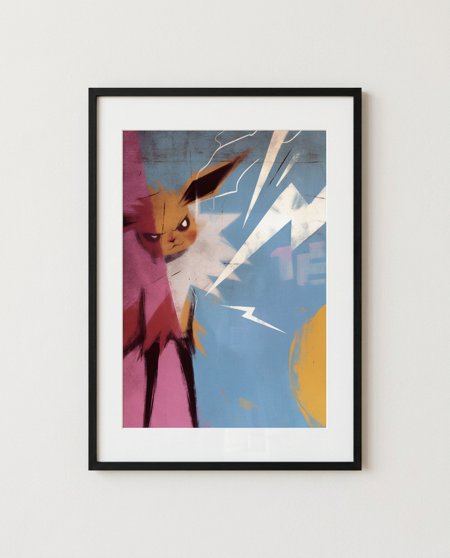 Jolteon — Static framed pop-art print by Dammit.png