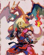 Ken & Charizard Pokémon fan art print — limited edition of 5