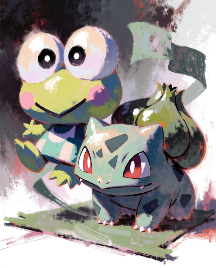 Original crossover artwork of Keroppi and Bulbasaur side by side by Dammit.png