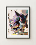 Kuromi and Gengar Troublemakers Sanrio Pokémon crossover art print by Dammit.png shown framed