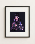 Lydia & Umbreon — Strange and Unusual Beetlejuice crossover art print framed in a black frame with white mat
