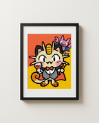Meowth & Gligar — Vintage Reserve framed Halloween art print by Dammit.png