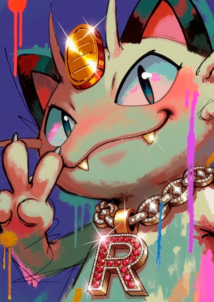 Meowth Team Rocket chain artwork