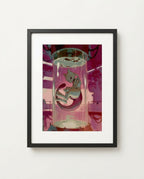 Mewtwo — Incubation impasto art print framed in a black frame with white mat