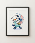 Oshawott — Razor Shell framed watercolour art print by Dammit.png