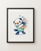 Oshawott — Razor Shell framed watercolour art print by Dammit.png