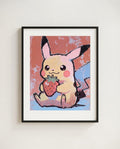 Pikachu Strawberry Season framed art print mockup