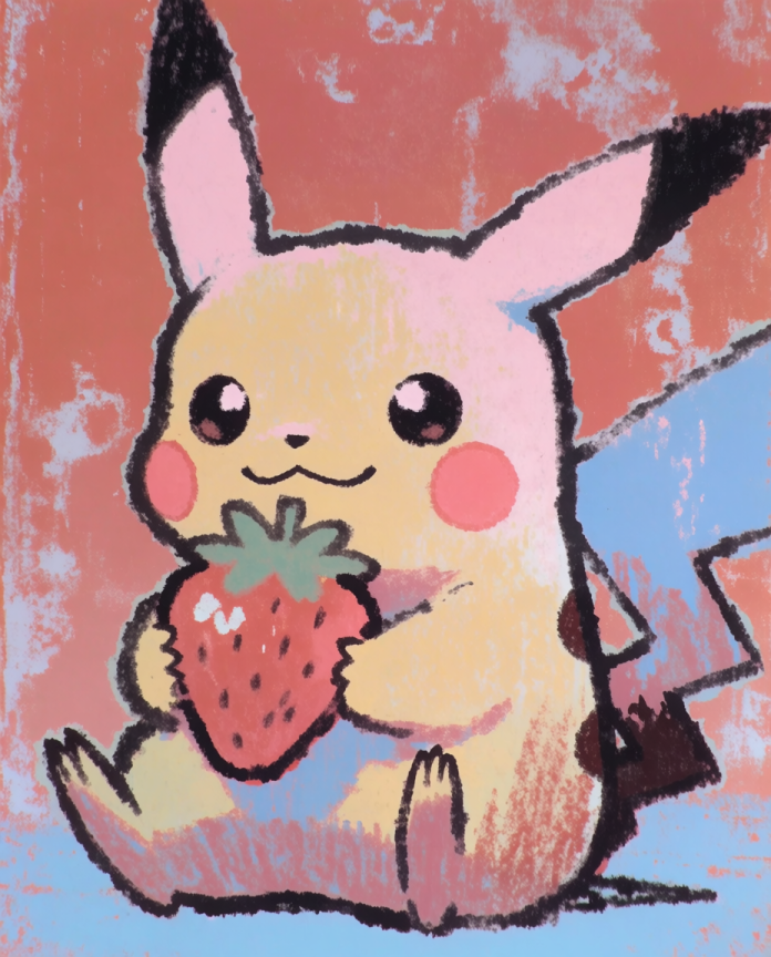 Pikachu Strawberry Season original artwork print