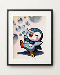 Piplup — Bubble Beam framed watercolour art print by Dammit.png
