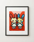 Plusle & Minun — Come Play With Us framed horror × Pokémon crossover art print by Dammit.png