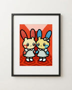 Plusle & Minun — Come Play With Us framed horror × Pokémon crossover art print by Dammit.png