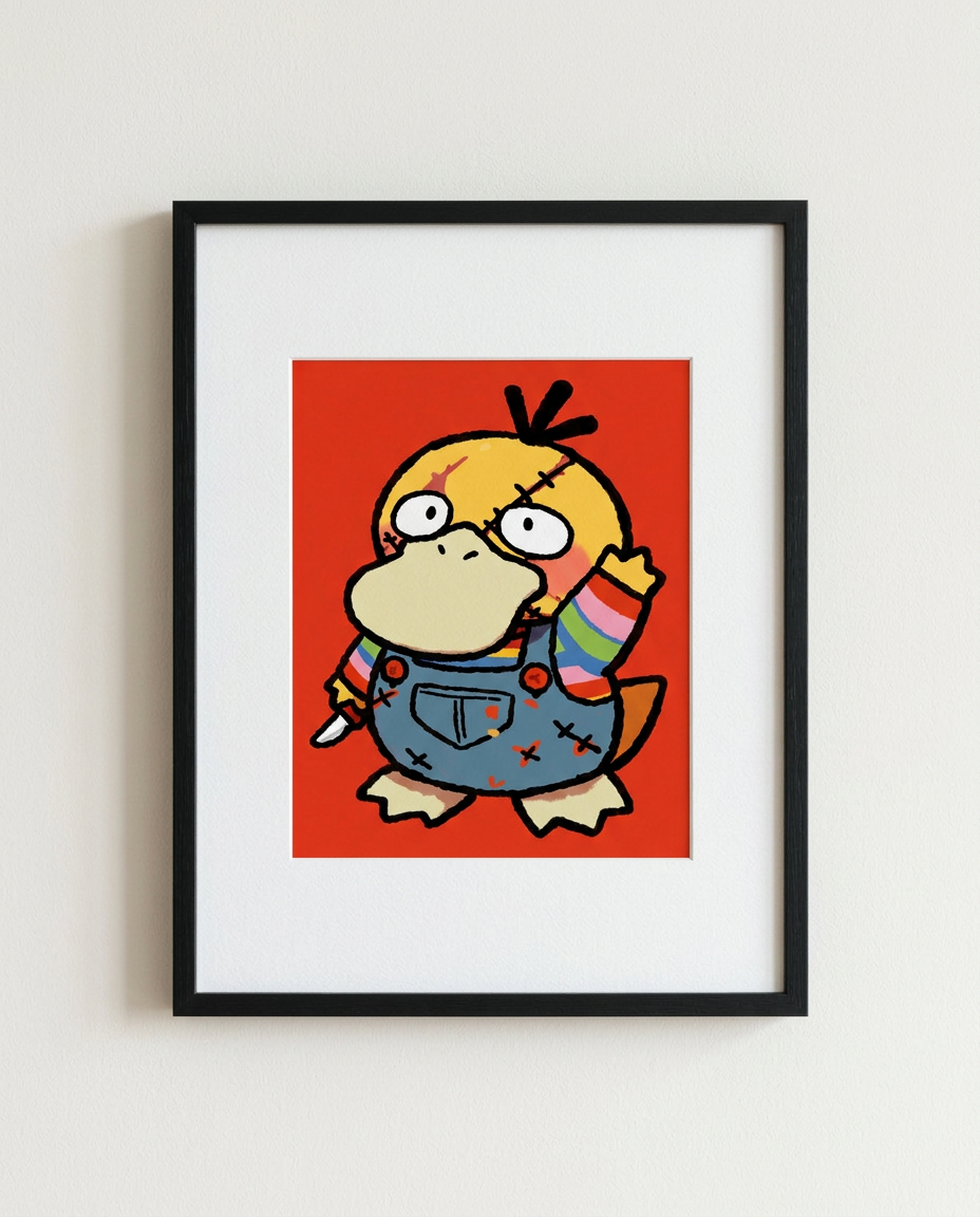 Psyduck — Playtime's Over framed horror × Pokémon crossover art print by Dammit.png