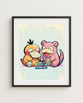 Psyduck and Slowpoke — Fish Watch framed print