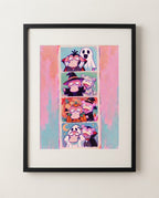 Psyduck & Slowpoke — Photo Booth Halloween art print framed in a black frame with white mat