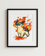 Quilava — Flame Mane framed watercolour art print by Dammit.png