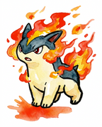 Watercolour Quilava with flames roaring from its head and back — Dammit.png fan art print