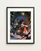 Raditz and Luxray framed art print