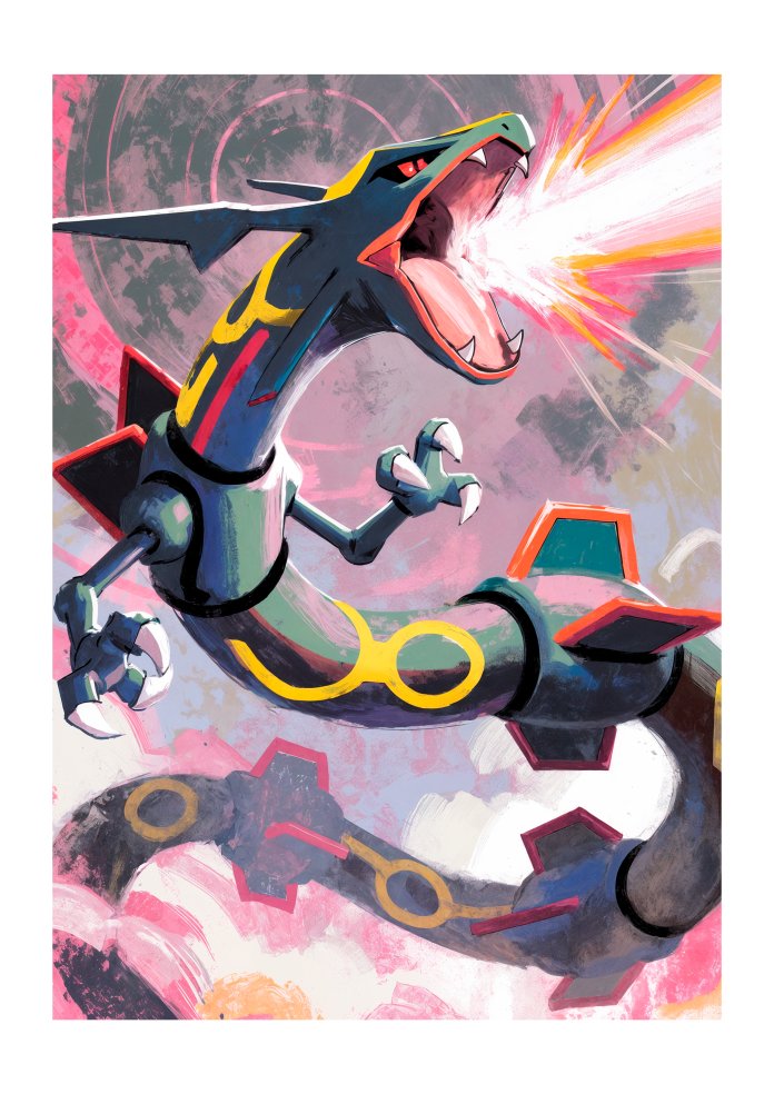 Original Rayquaza artwork firing a hyper beam out of the clouds by Dammit.png
