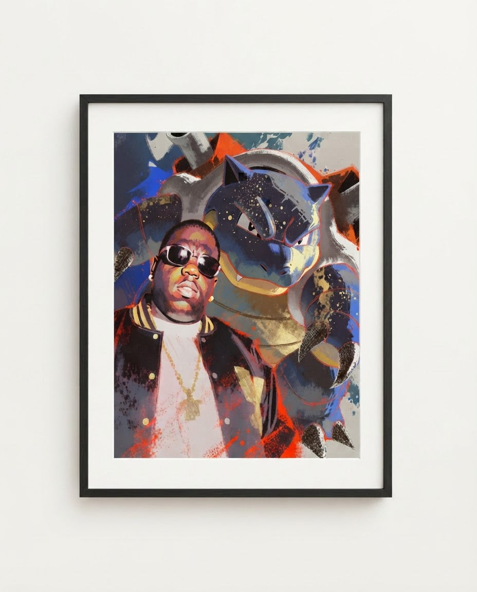 Biggie and Blastoise framed art print
