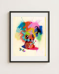 Cubone — Still Here spray paint art print framed on a wall